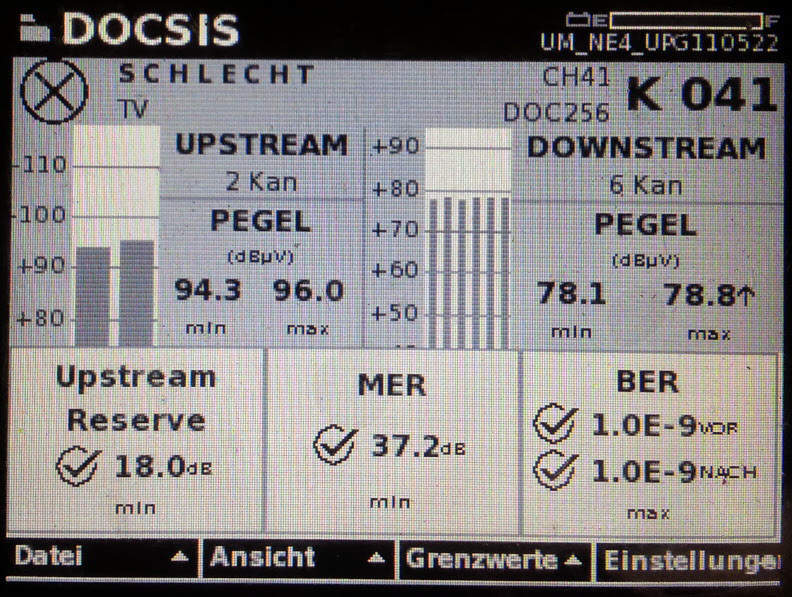 Messung der Kabel-TV Signalqualität mit DOCSIS Messgerät in Düsseldorf